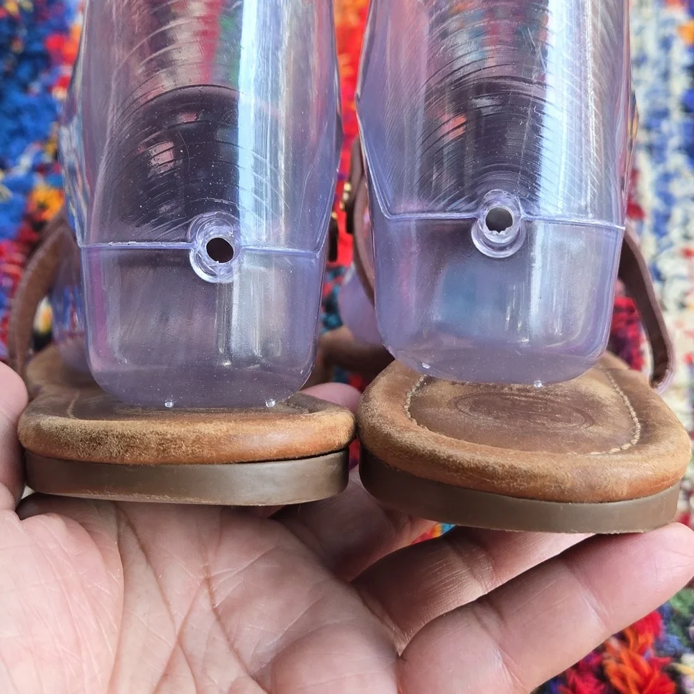 Tory Burch Cognac Brown Leather Miller Medallion Slip-on Flip Flop Sandal - Picture 8 of 17